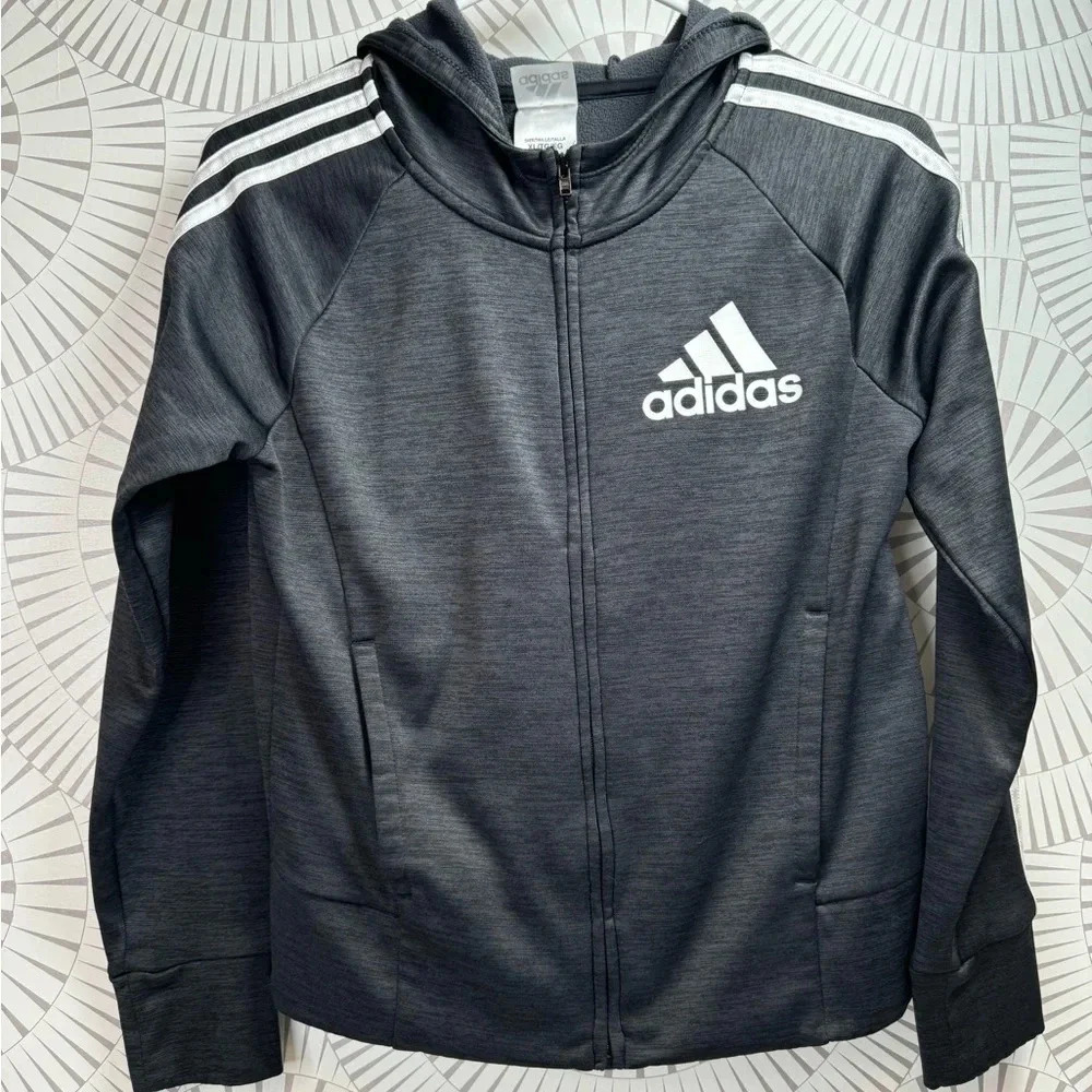 Adidas Girls Black Track Jacket Full Zipper Size‎ 16 XL